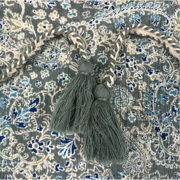 FRYE Floral Tassel Tie Gauze Blouse-Tunic Sz XL Country Cottage Cowgirl Boho Y2K - Picture 7 of 12